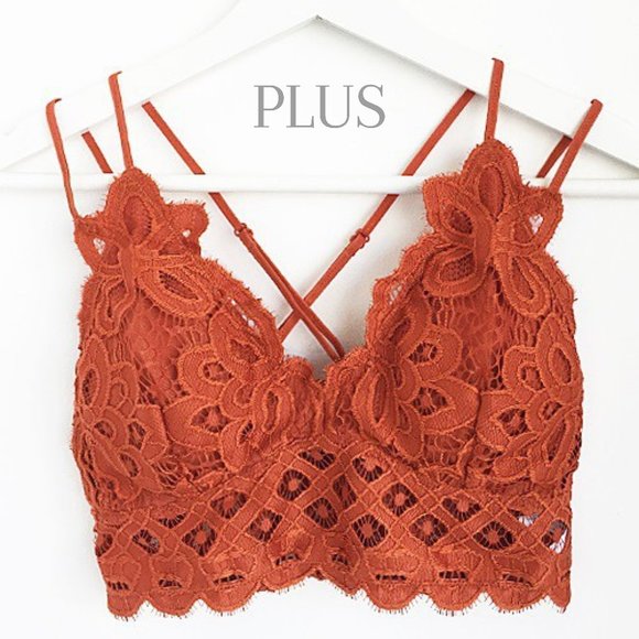 Blush & Belle Other - EDEN Plus Rust Floral Padded Lace Bralette